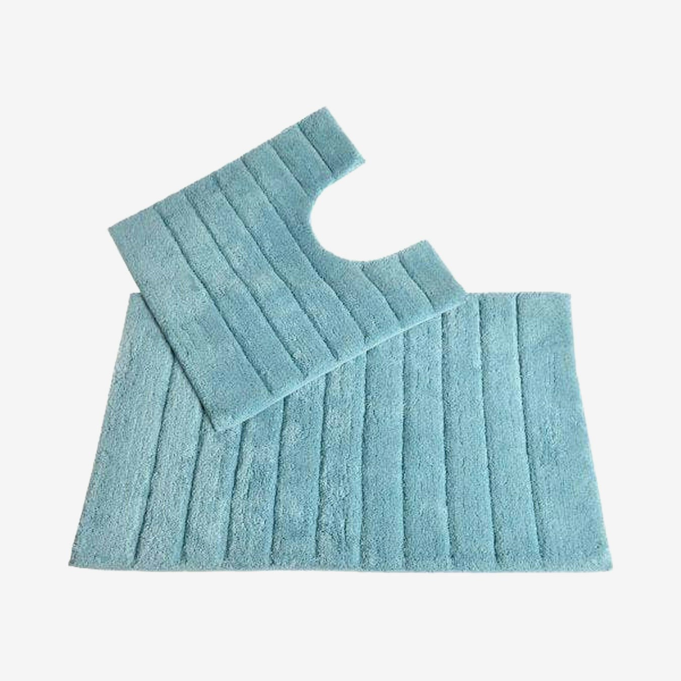 Luxury Linear Ribbed Design Bath Mat and Pedestal Set - Duck Egg by Allure Bath Fashions