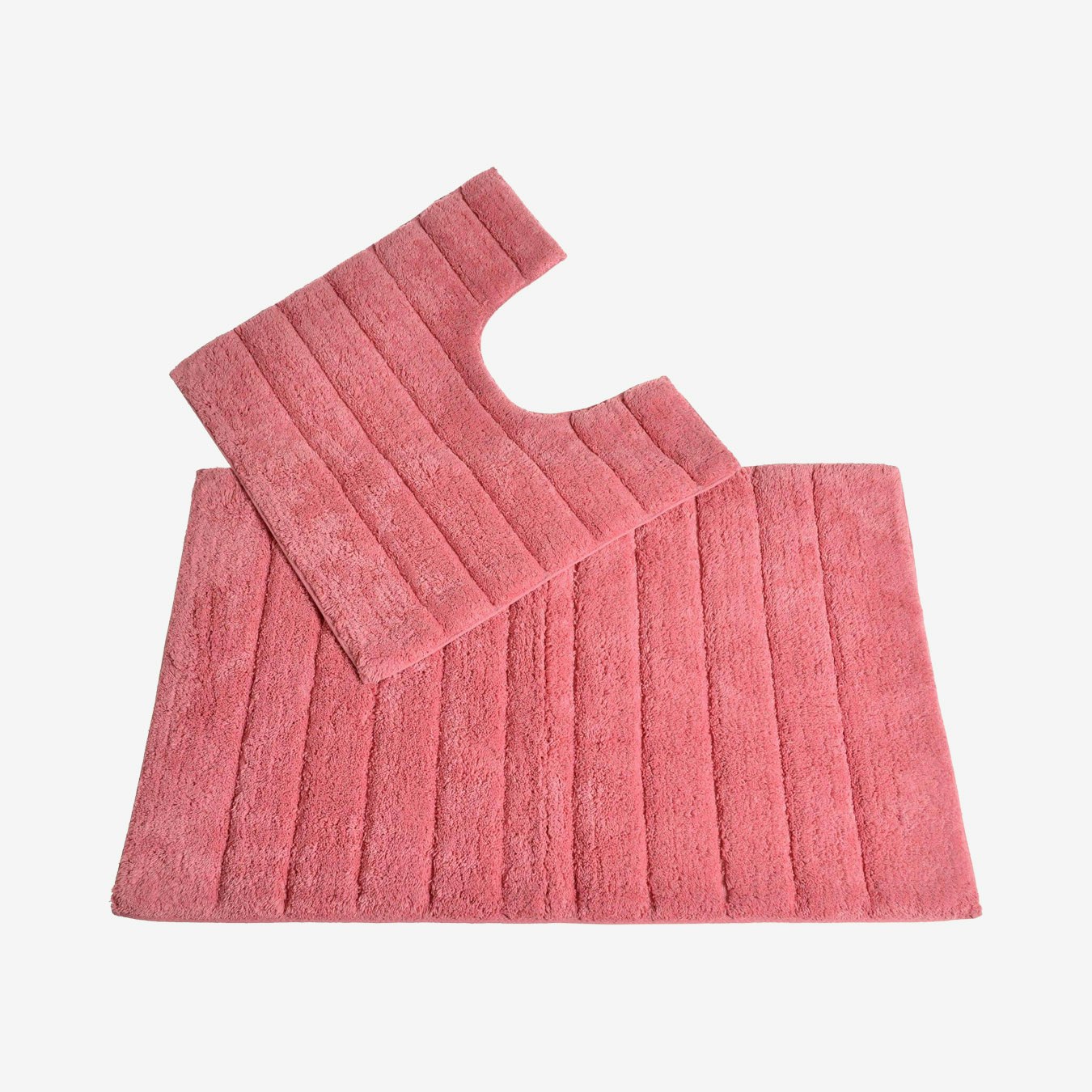 Luxury Linear Ribbed Design Bath Mat and Pedestal Set - Rose by Allure Bath Fashions