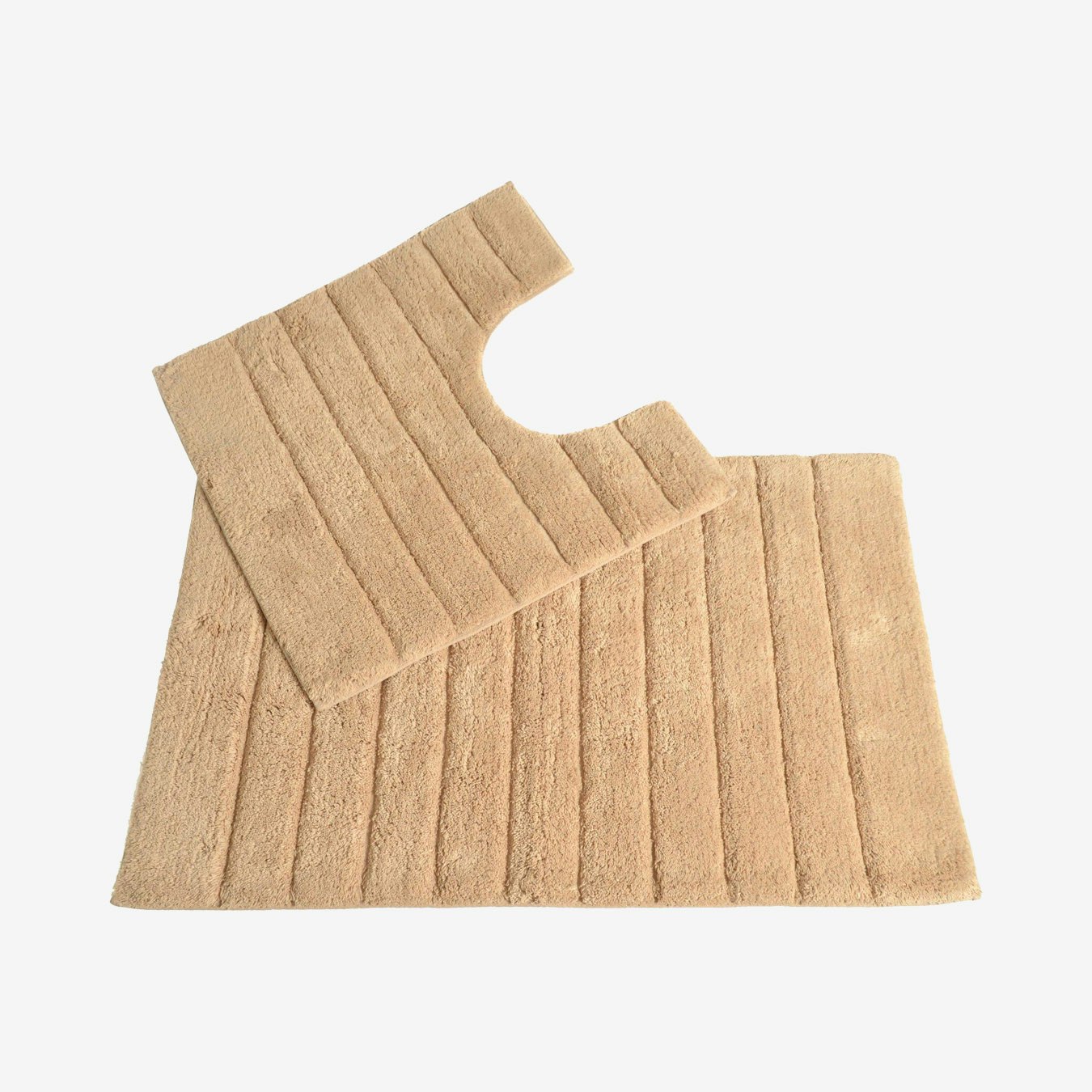 Luxury Linear Ribbed Design Bath Mat and Pedestal Set - Stone by Allure Bath Fashions