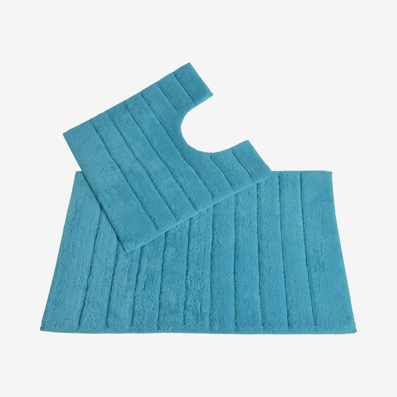 Luxury Linear Ribbed Design Bath Mat and Pedestal Set - Turquoise by Allure Bath Fashions