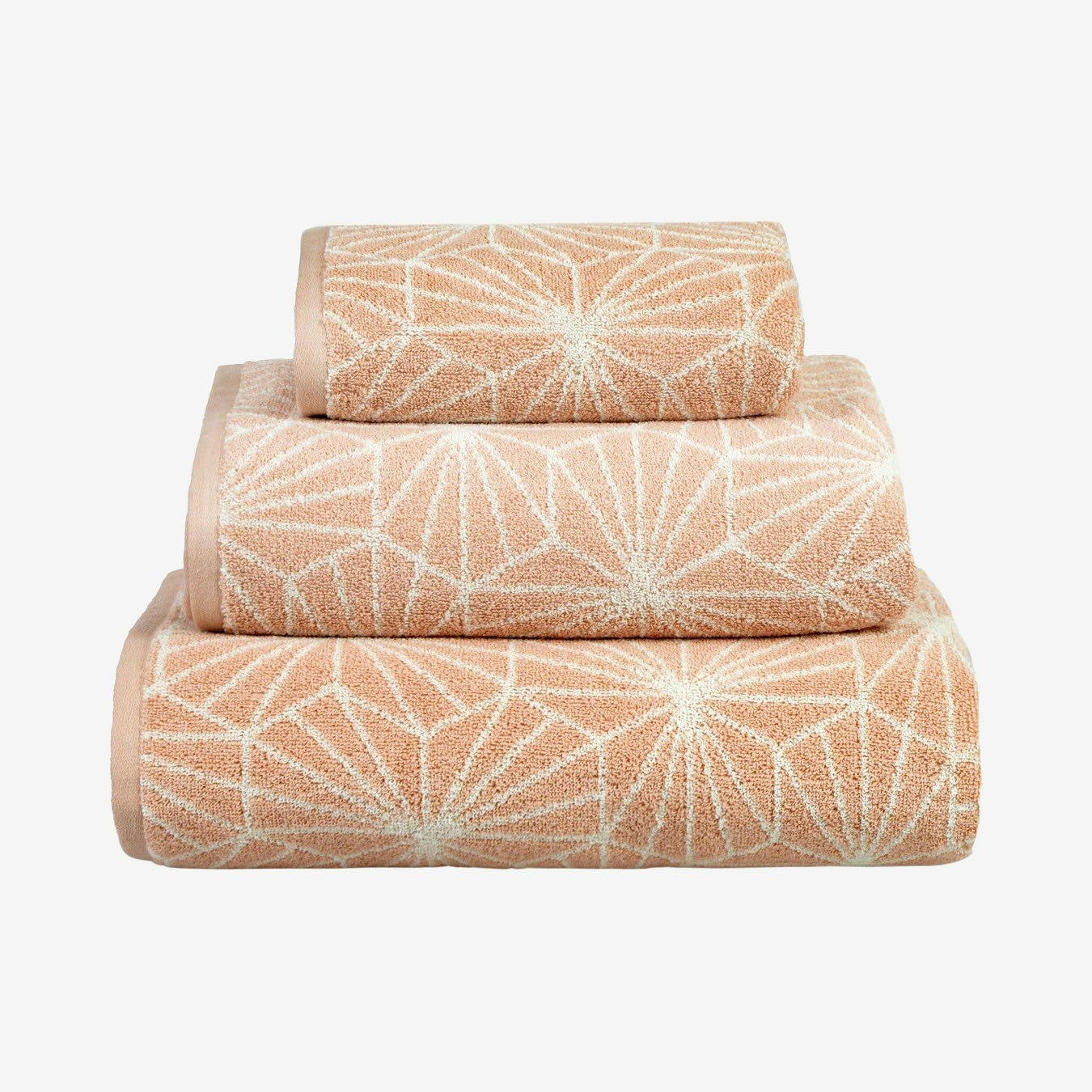 Madrid Jacquard Geometric Towel - Blush by Allure Bath Fashions