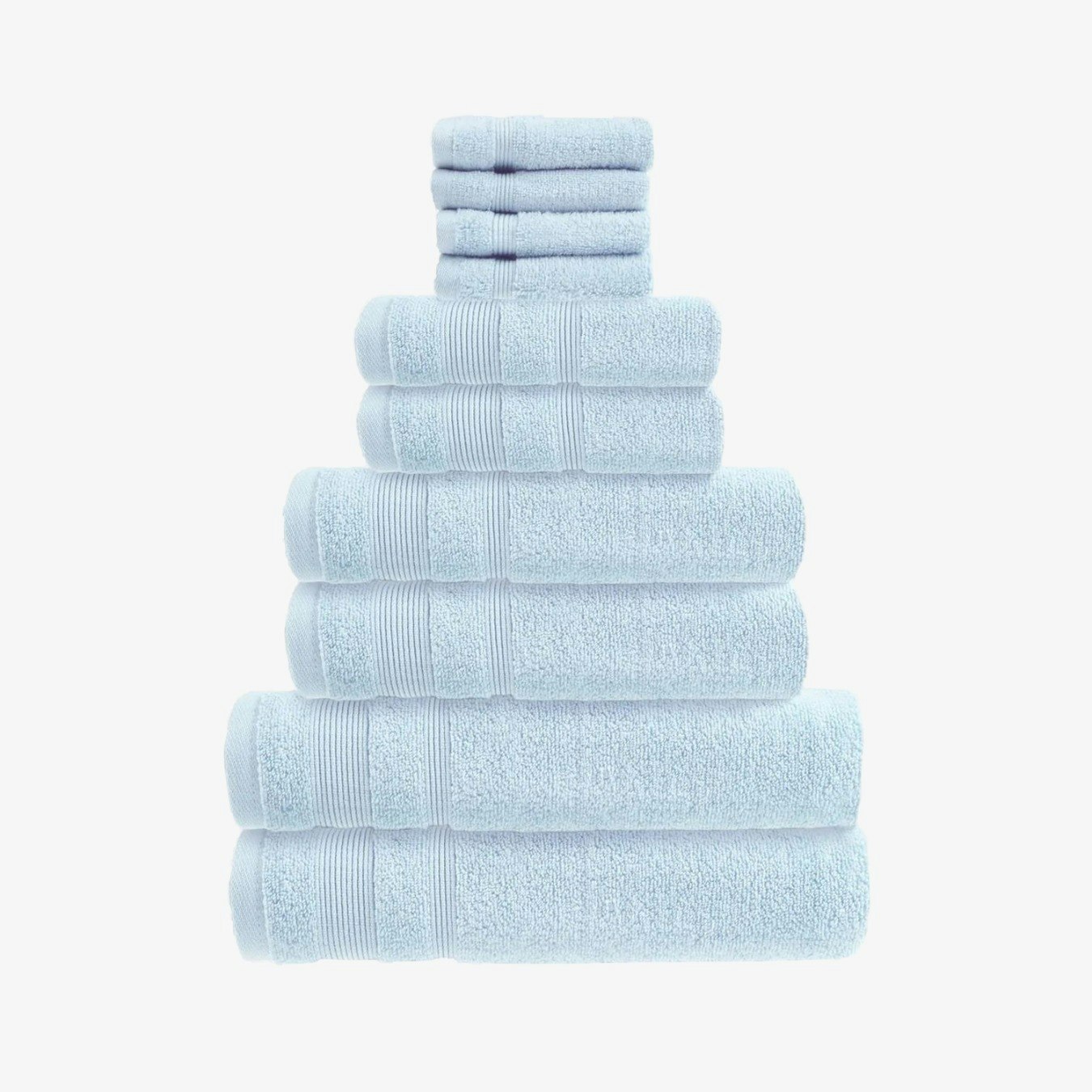 Zero Twist Egyptian Cotton 10 Piece Towel Bale - Baby Blue by Allure Bath Fashions