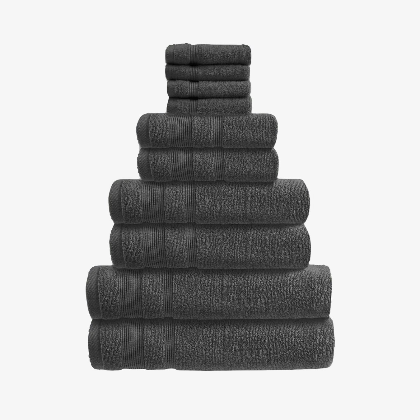 Zero Twist Egyptian Cotton 10 Piece Towel Bale - Charcoal by Allure Bath Fashions