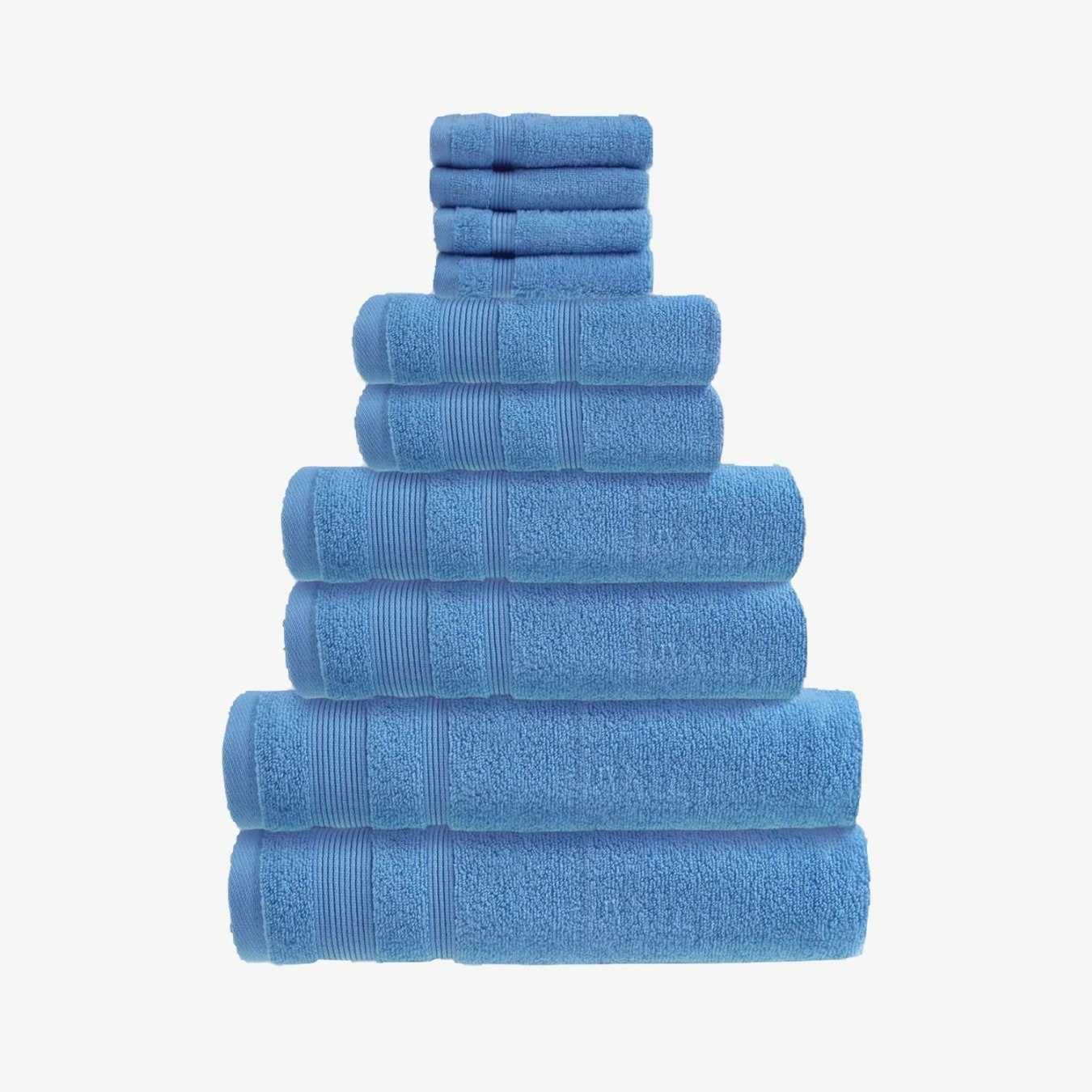 Zero Twist Egyptian Cotton 10 Piece Towel Bale - Cornish Blue by Allure Bath Fashions