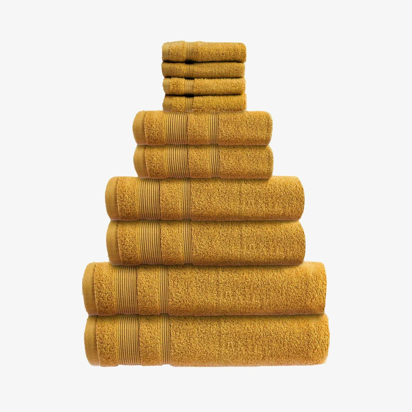 Zero Twist Egyptian Cotton 10 Piece Towel Bale - Mustard by Allure Bath Fashions