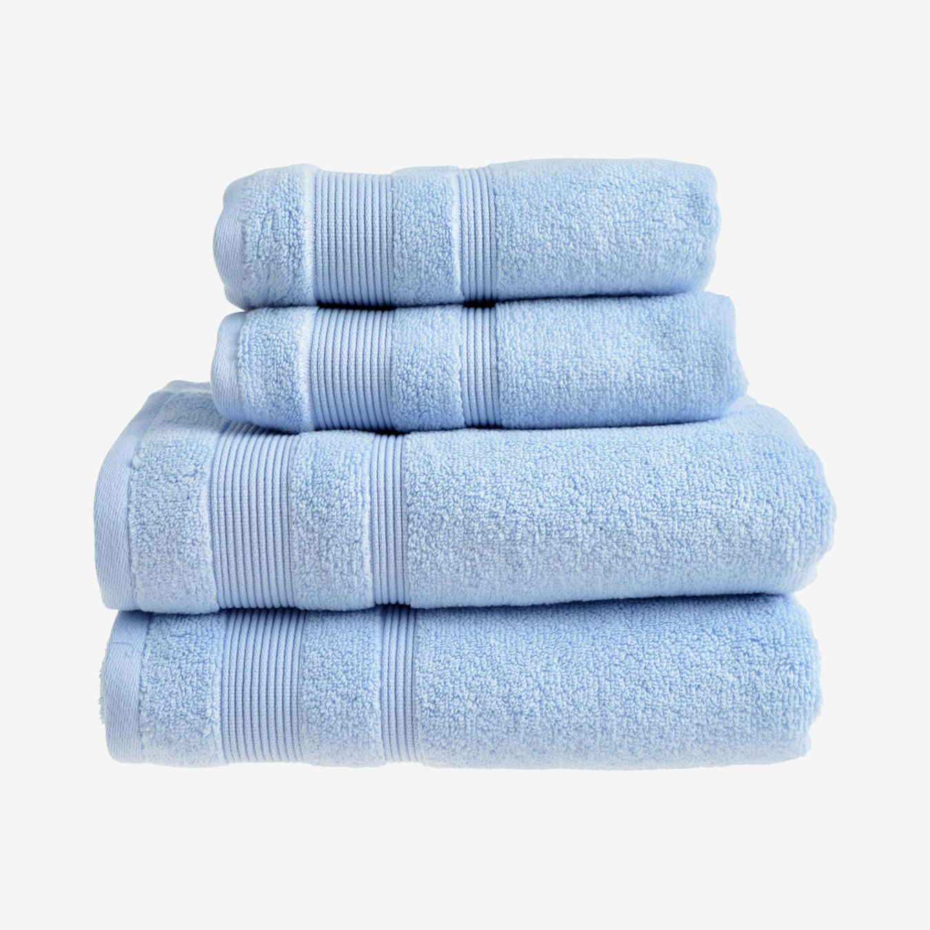 Zero Twist Egyptian Cotton Face Cloths - Baby Blue - Set of 4 by Allure Bath Fashions