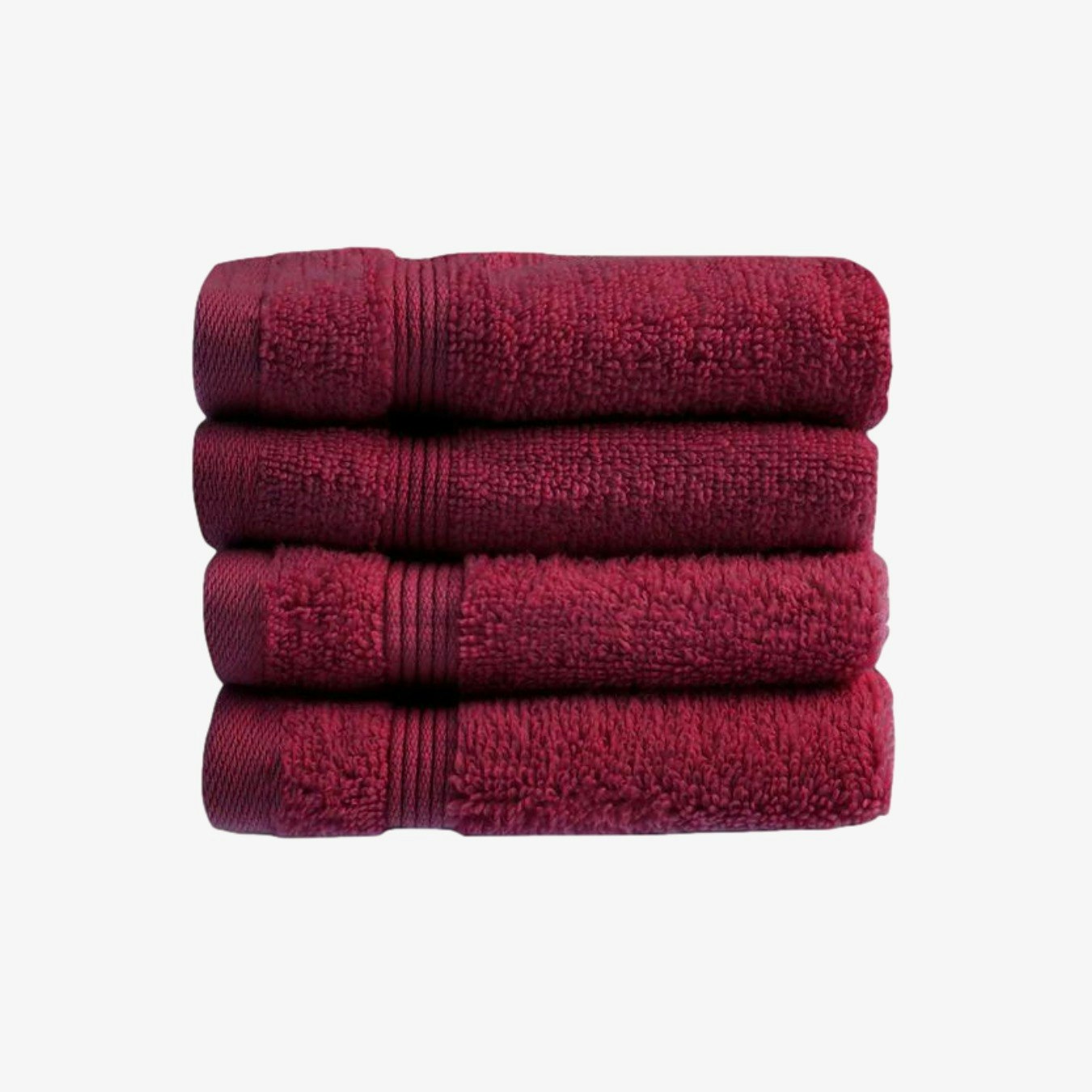 Zero Twist Egyptian Cotton Face Cloths - Beetroot - Set of 4 by Allure Bath Fashions