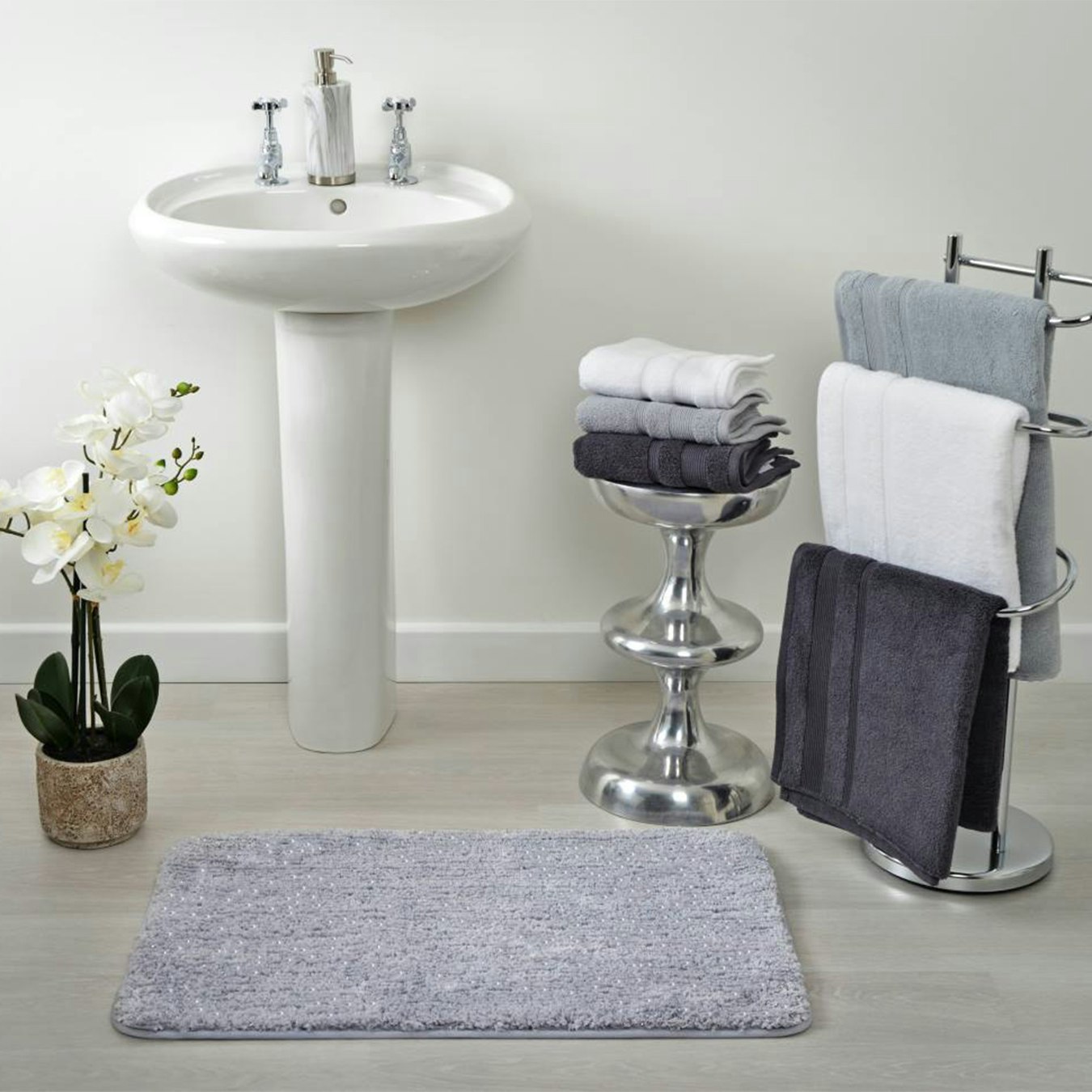 Microfibre Bath Mat - Dove Grey Glitter by Allure Bath Fashions