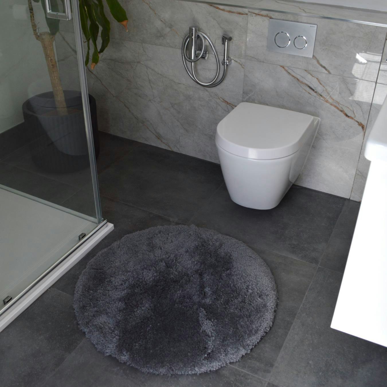 Round Shaggy Area Rug - Charcoal by Allure Bath Fashions