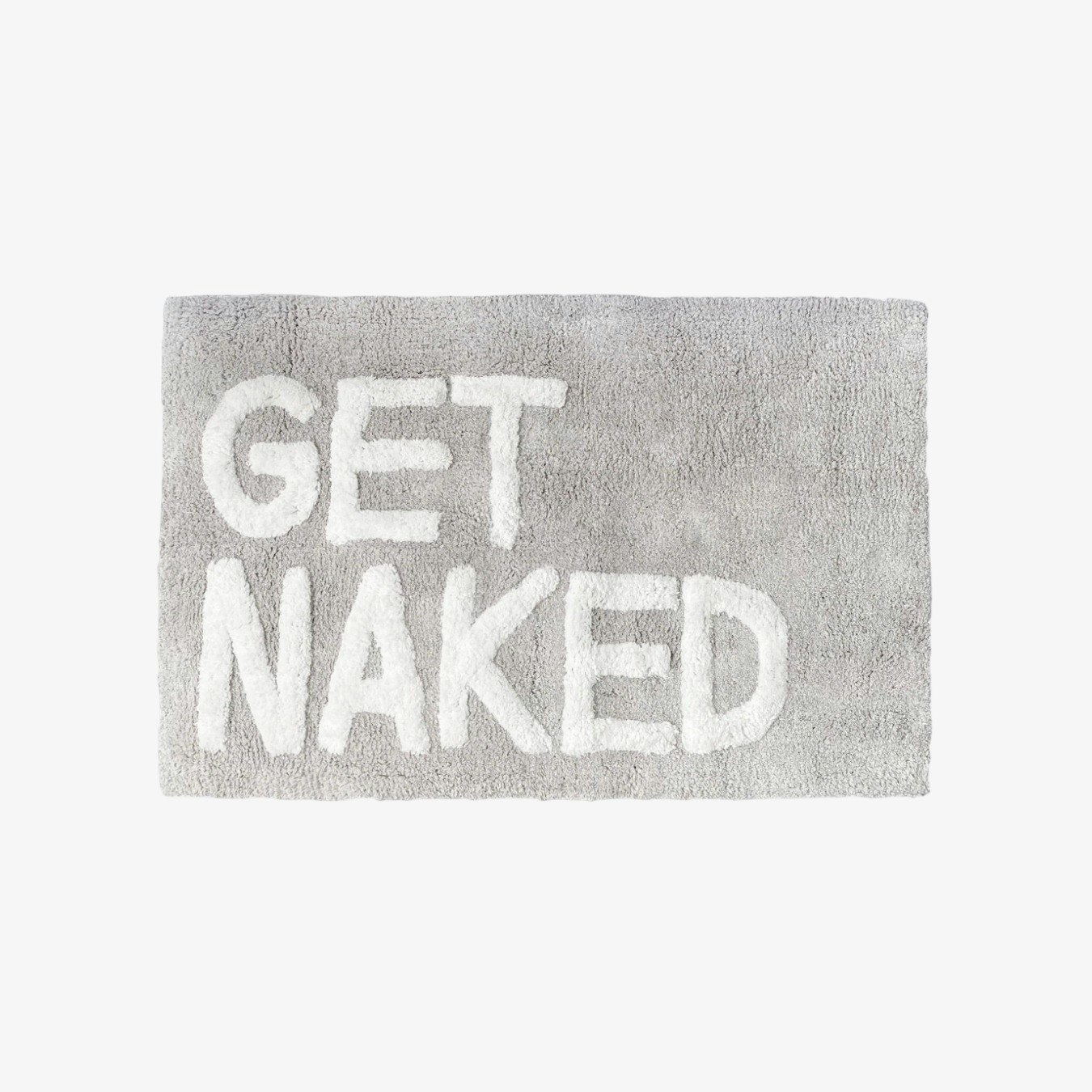 Get Naked Slogan Bath Mat - Grey / White by Allure Bath Fashions