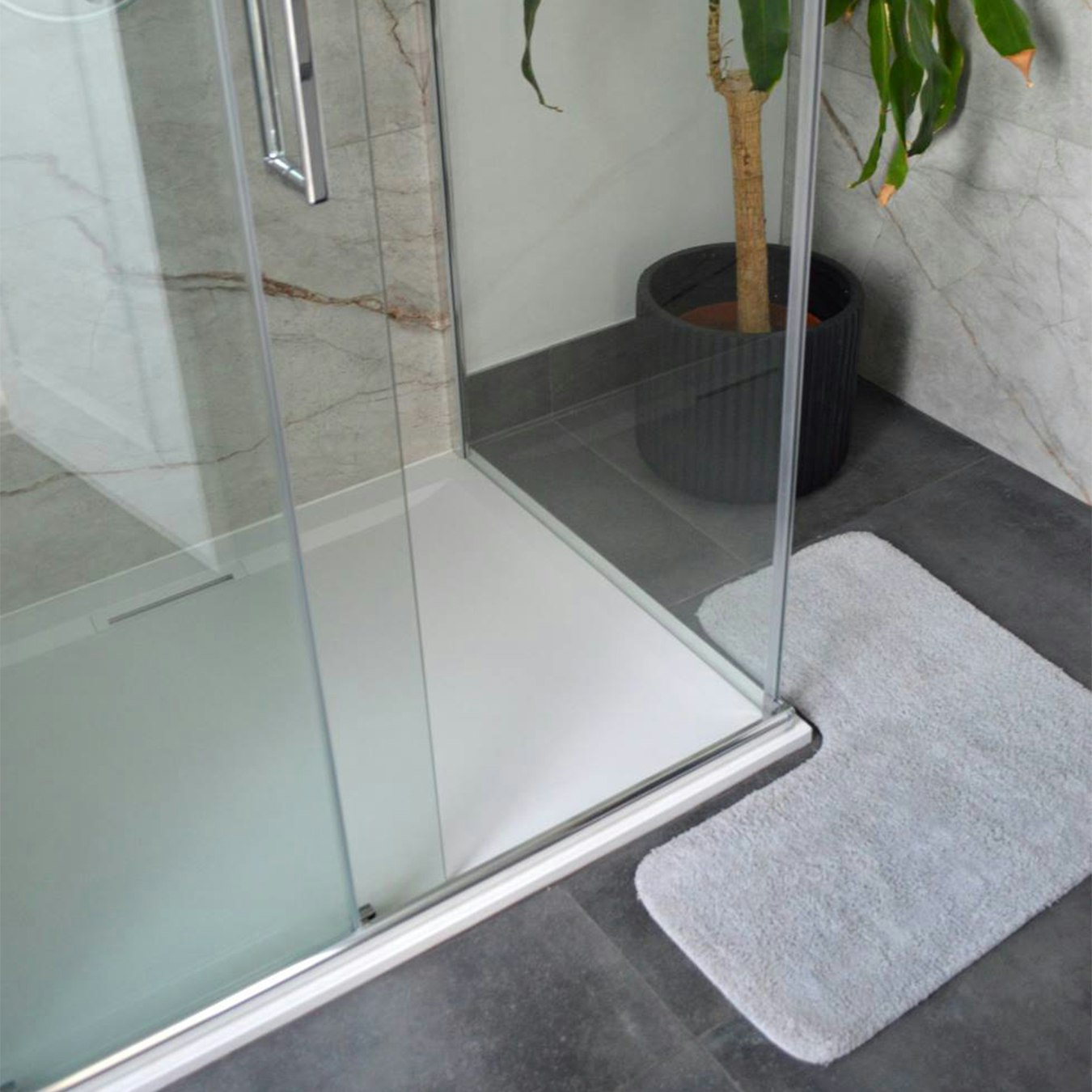Corner Shower Mat - Dove Grey by Allure Bath Fashions
