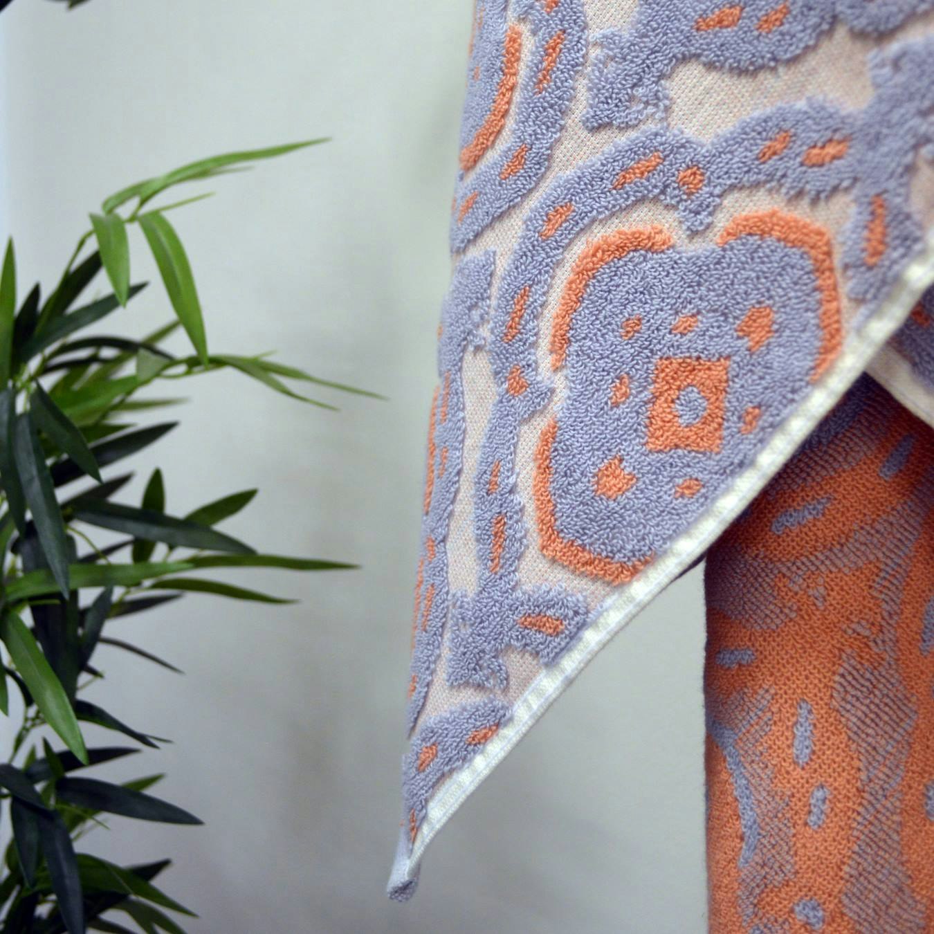 Luxury Goa Sculpted Patterned Towel - Lilac / Coral by Allure Bath Fashions