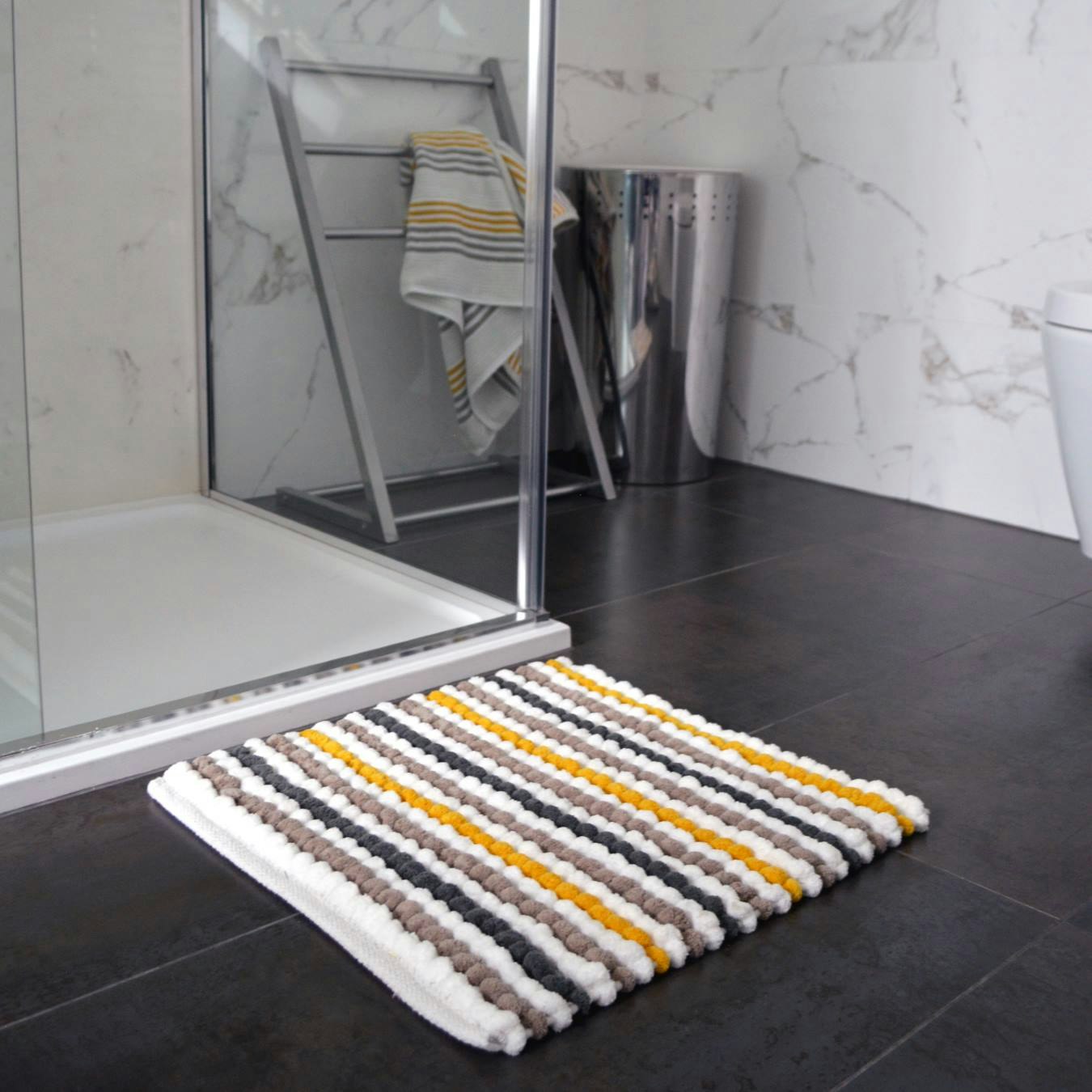 Luxury Chunky Bobble Shower Mat - Mustard by Allure Bath Fashions