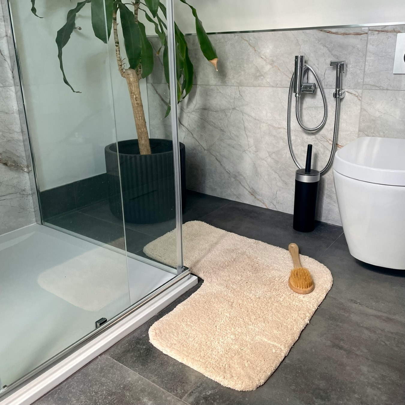 Corner Shower Mat - Stone by Allure Bath Fashions