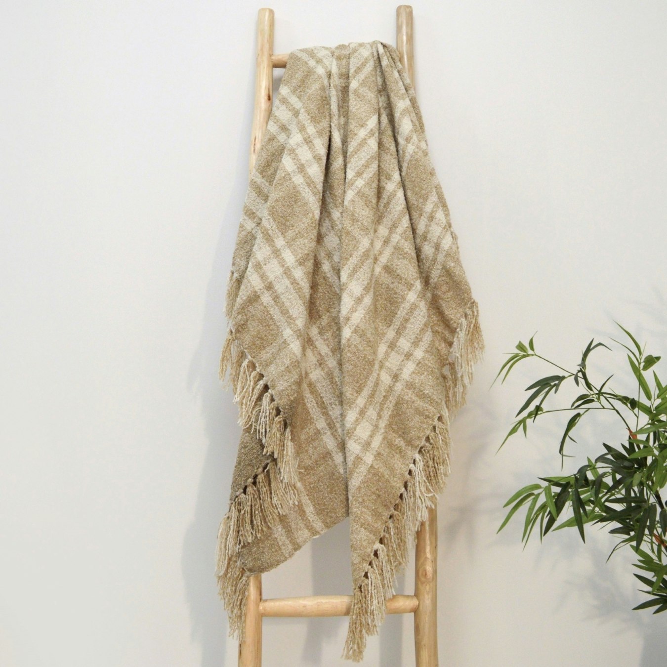 Darwin Chenille Check Throw - Natural by Allure Bath Fashions