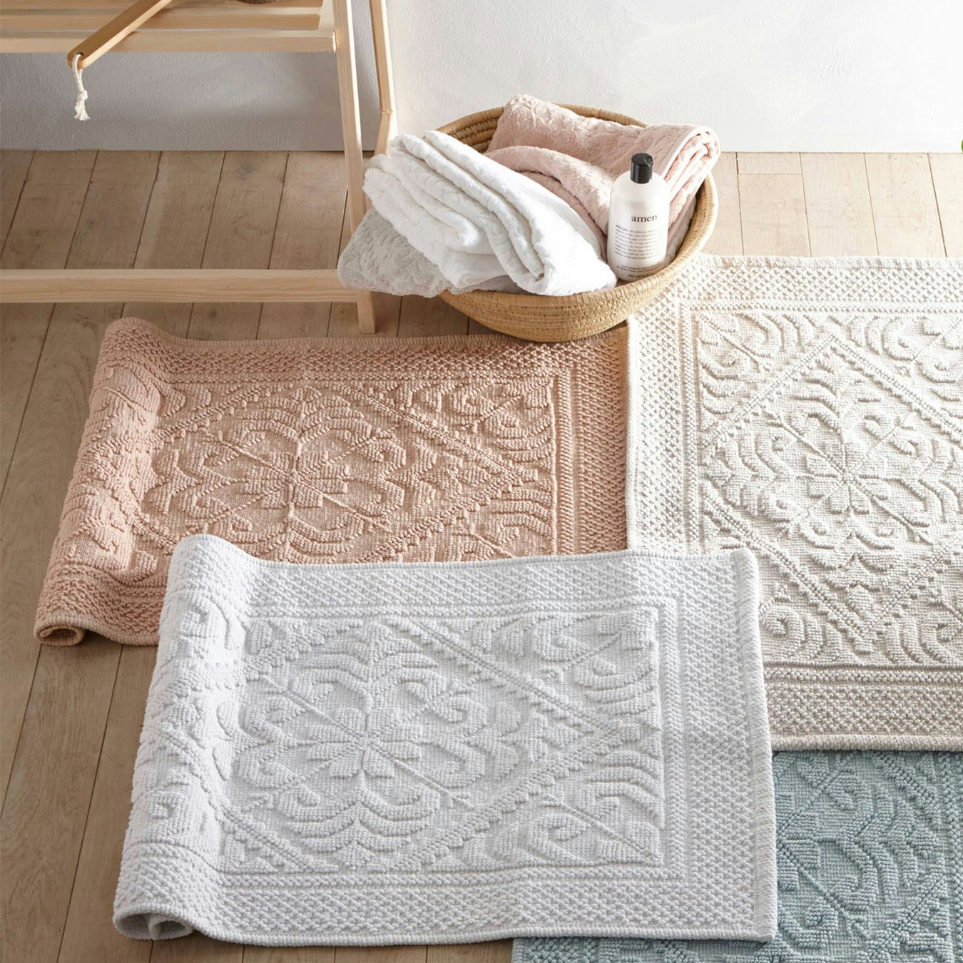 Country House Jacquard Cotton Bath Mat - Blush by Allure Bath Fashions