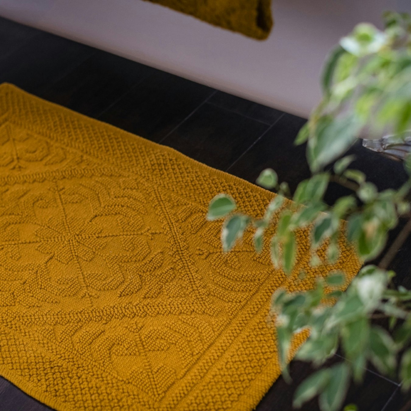 Country House Jacquard Cotton Bath Mat - Turmeric by Allure Bath Fashions