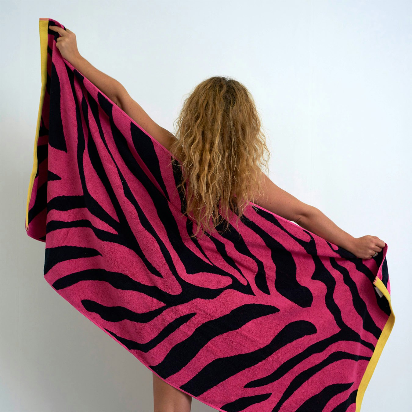 Jumbo Zebra Print Beach Towel - Pink / Black by Allure Bath Fashions