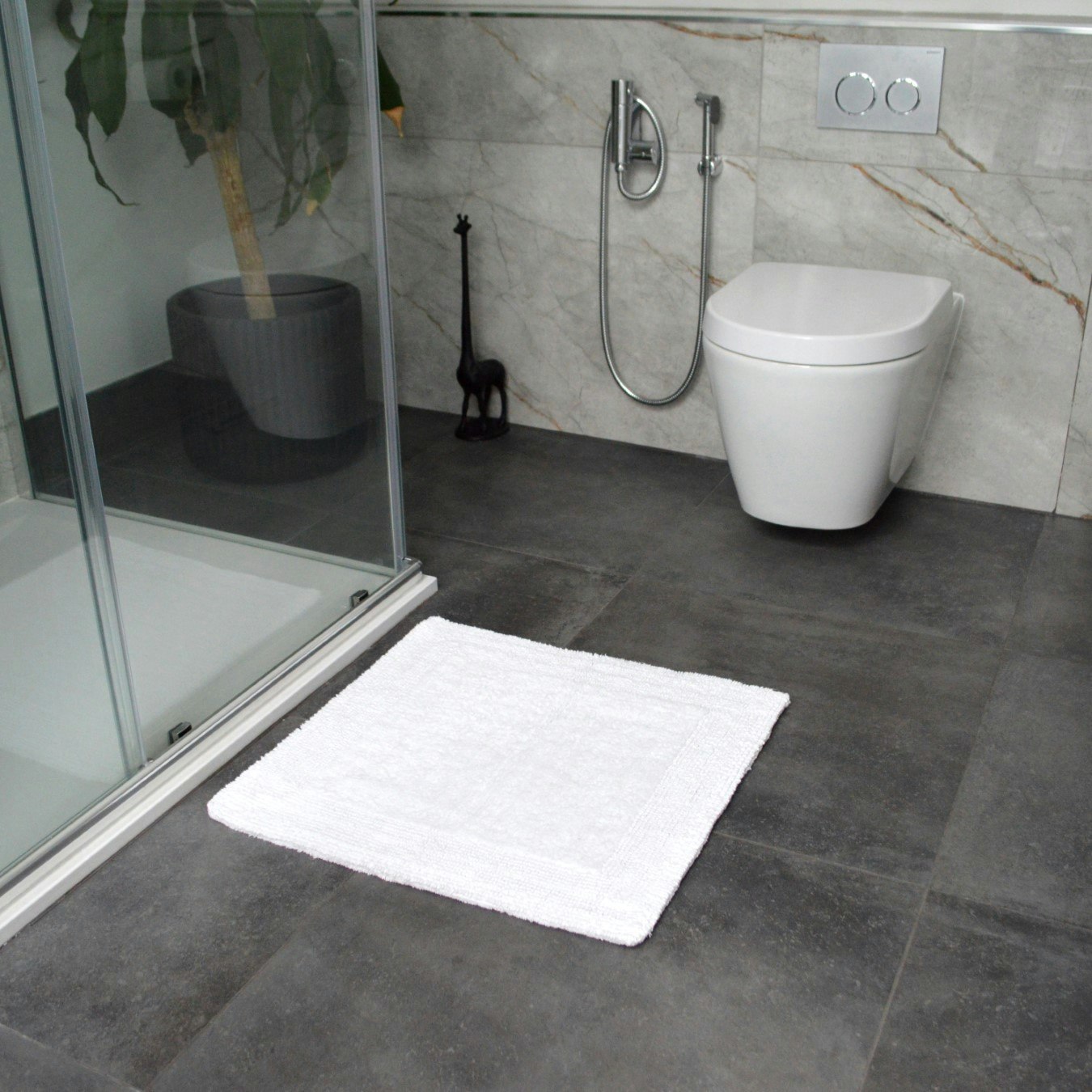 Elegance Reversible Square Bath Shower Mat - White by Allure Bath Fashions
