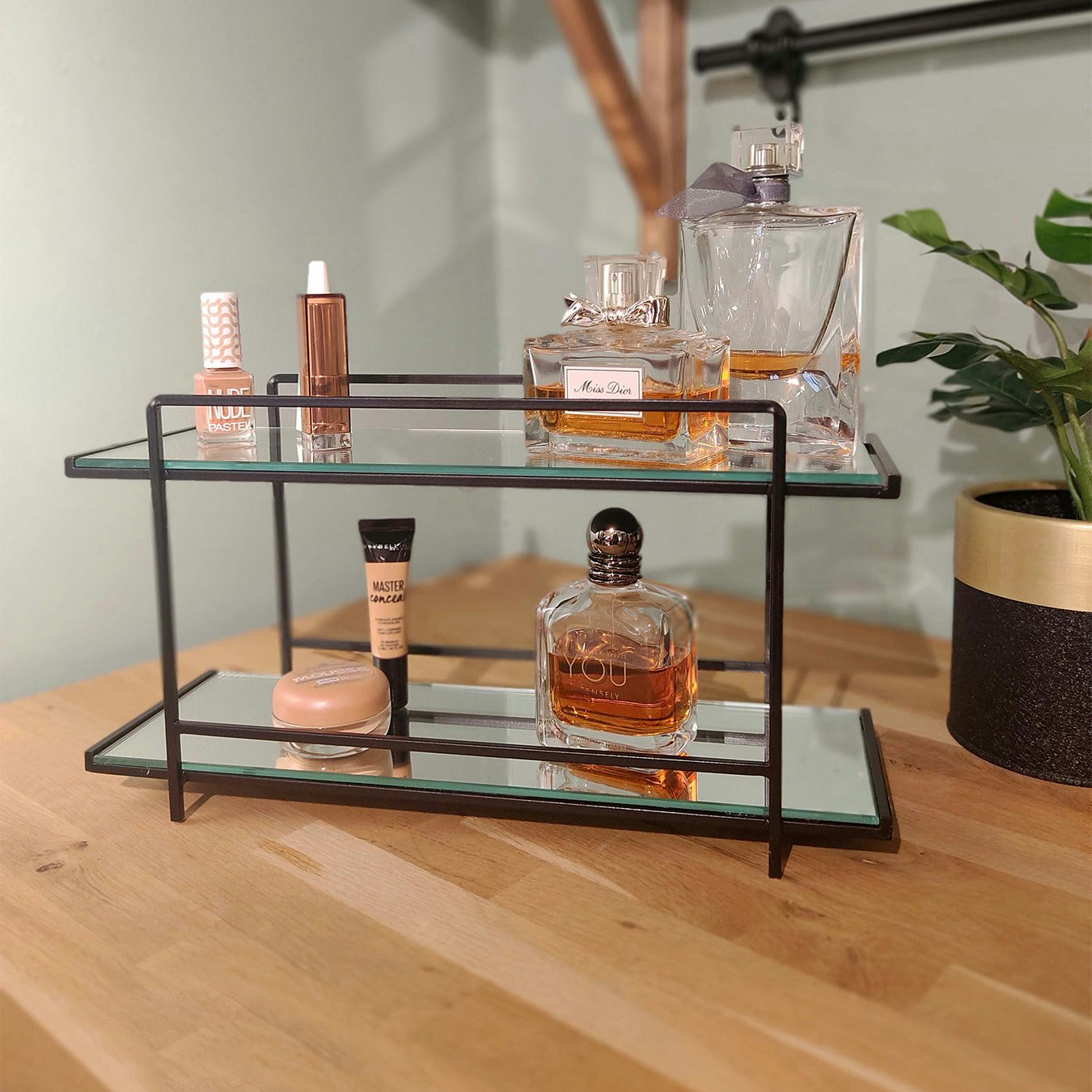 Mirrored Cosmetic Organiser - Black by Rozi UK