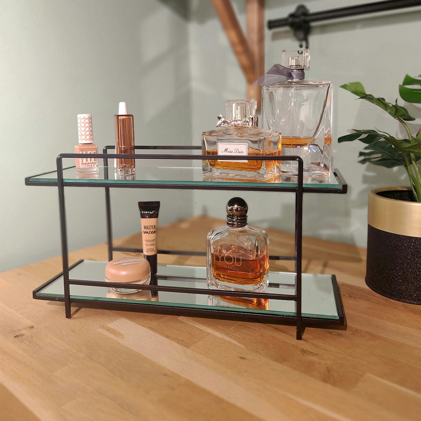 Mirrored Cosmetic Organiser - Gold by Rozi UK