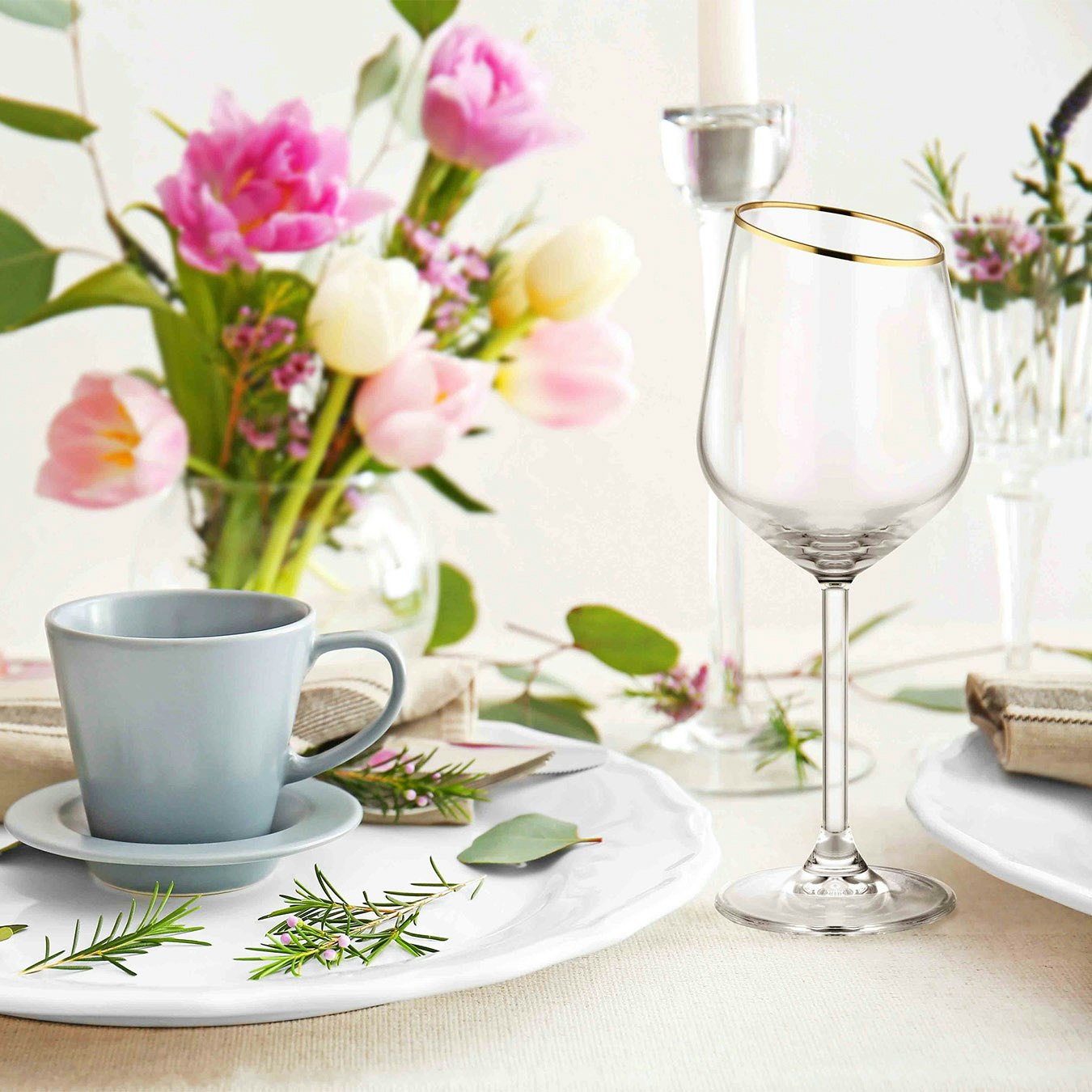 Gina Collection Slanted Wine Glasses - Gold - Set of 6 by Rozi UK