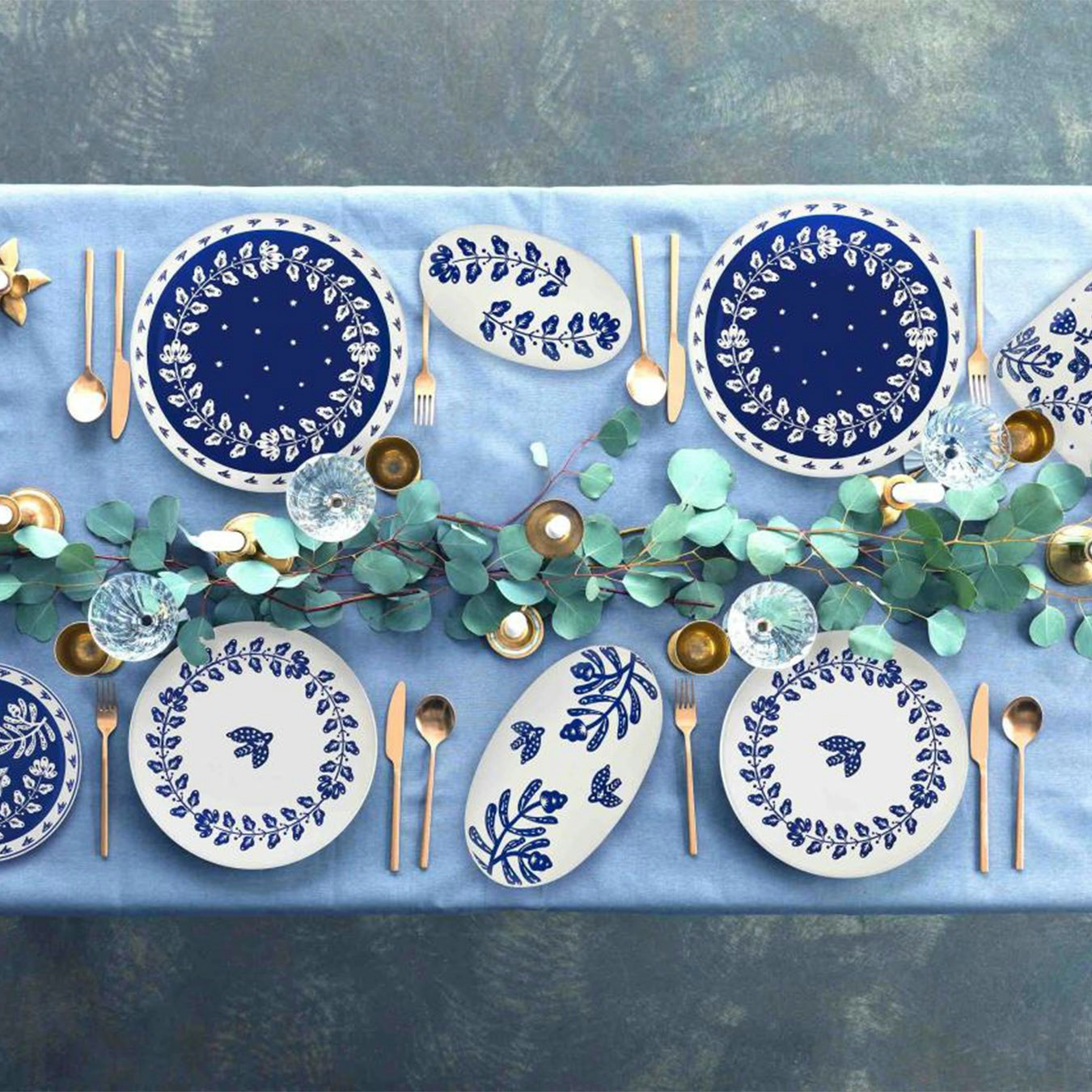 Bloom Collection Oval Serving Platters - Set of 2 by Rozi UK