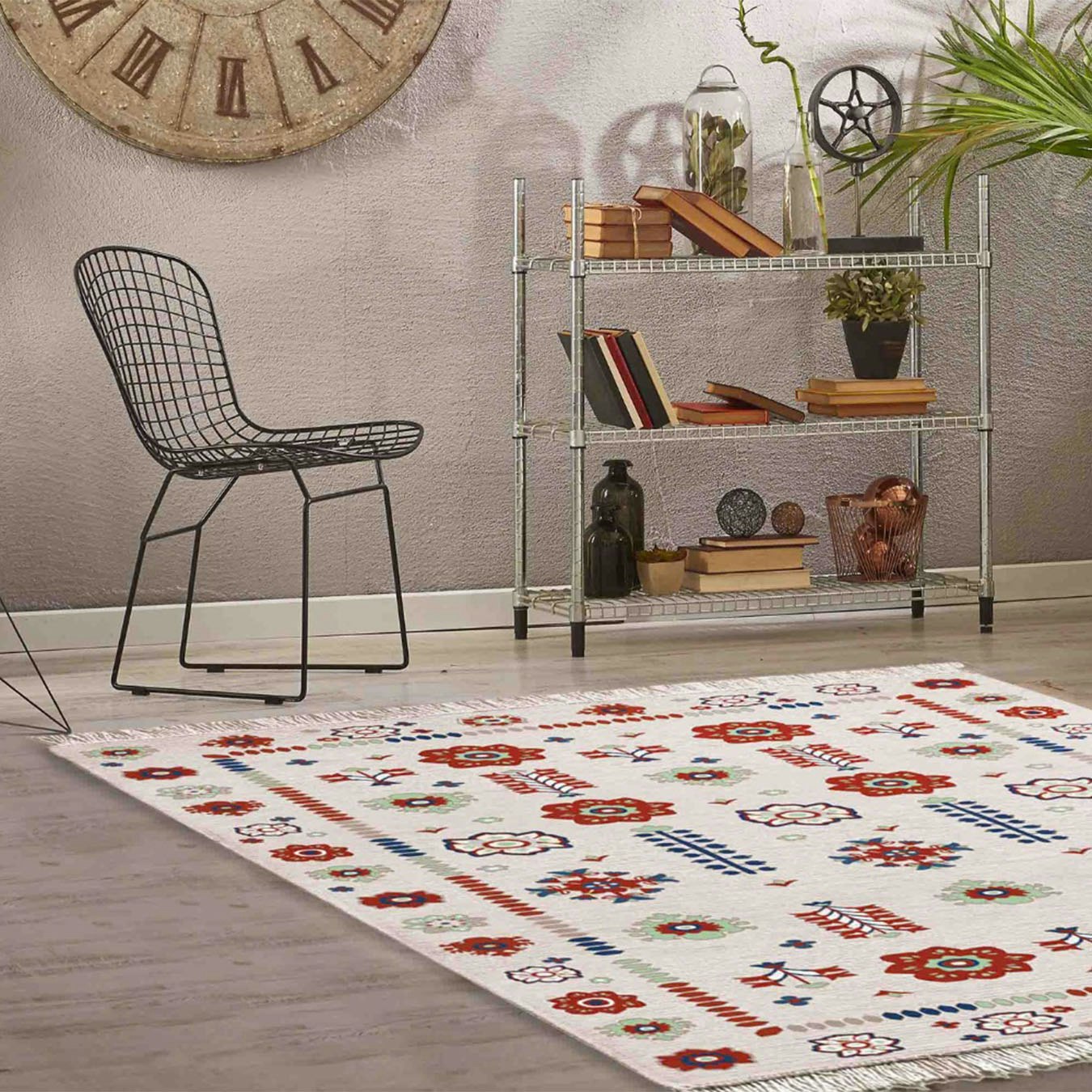 Large Double-Sided Medium Floral Kilim Rug by Rozi UK