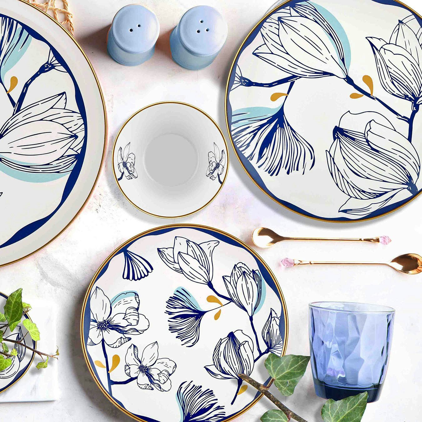 Bleu Collection Side Plates - Set of 6 by Rozi UK