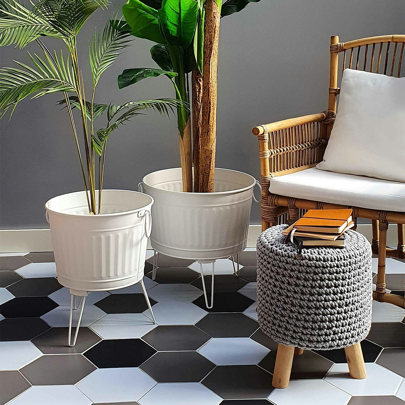 Foldable Plant Pot - White by Rozi UK
