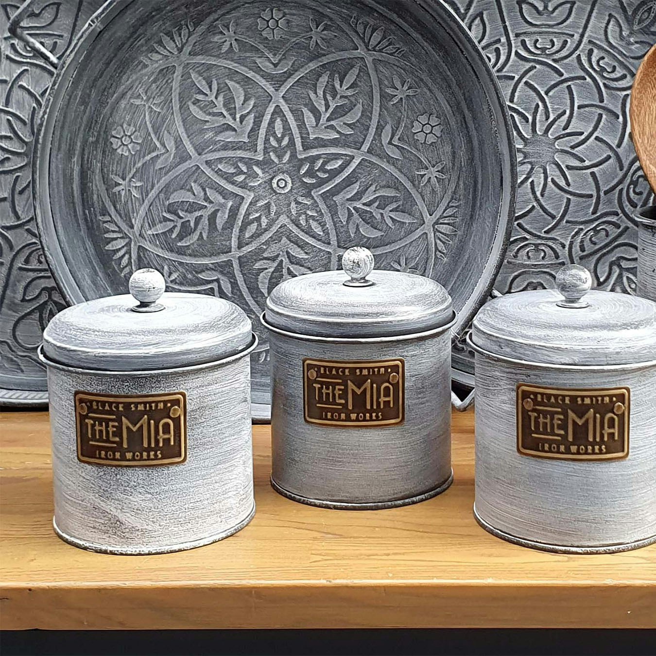 Stone Collection Large Coffee / Tea / Sugar Canister Set by Rozi UK