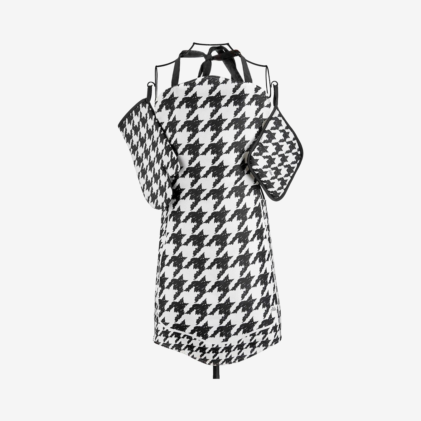 Houndstooth Apron / Oven Glove / Pot Holder Set by Rozi UK