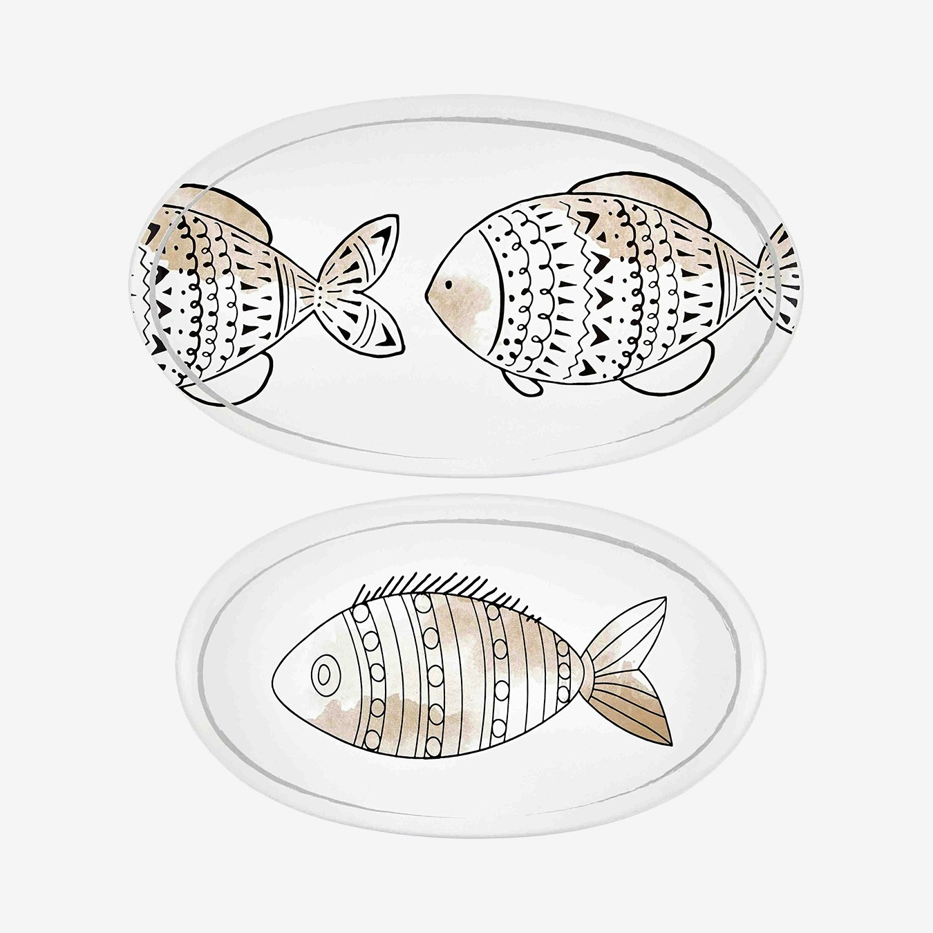 Wish Collection Oval Serving Platters - Set of 2 by Rozi UK