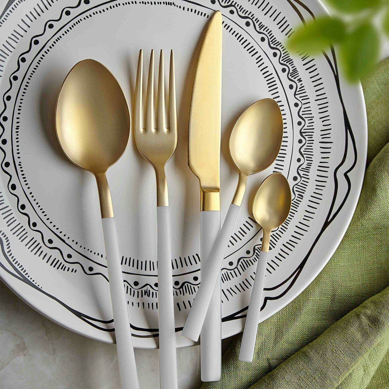 Matte Cutlery - Antique Gold - Set of 24 by Rozi UK