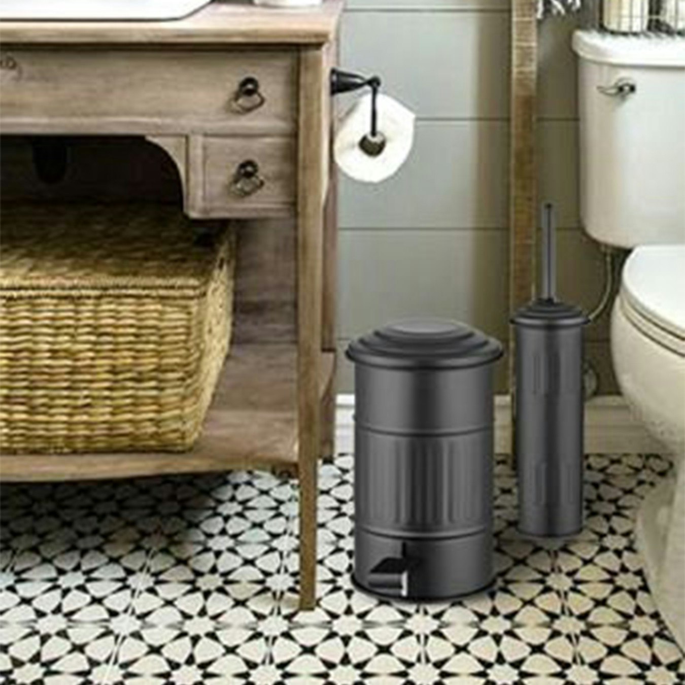 Toilet Brush And Holder - Black by Rozi UK