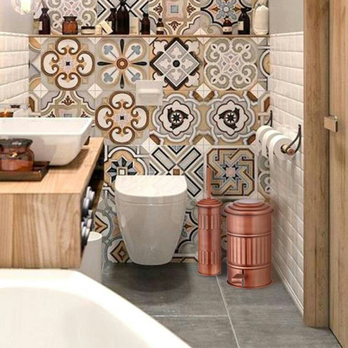 Toilet Brush And Holder - Copper by Rozi UK