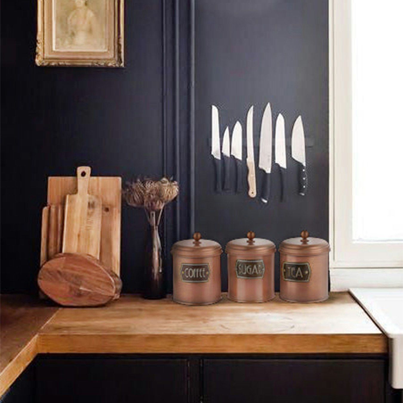 Small Coffee / Tea / Sugar Canister Set - Copper by Rozi UK
