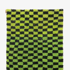 Moroccan Berber Checkered Rug - Black/Light Green