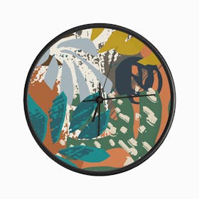 Abstract Leaves Close Up Clock