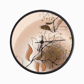 Abstract Branch Warm Sunset Clock