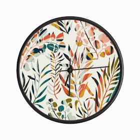 Colorful Leaves Pattern Clock