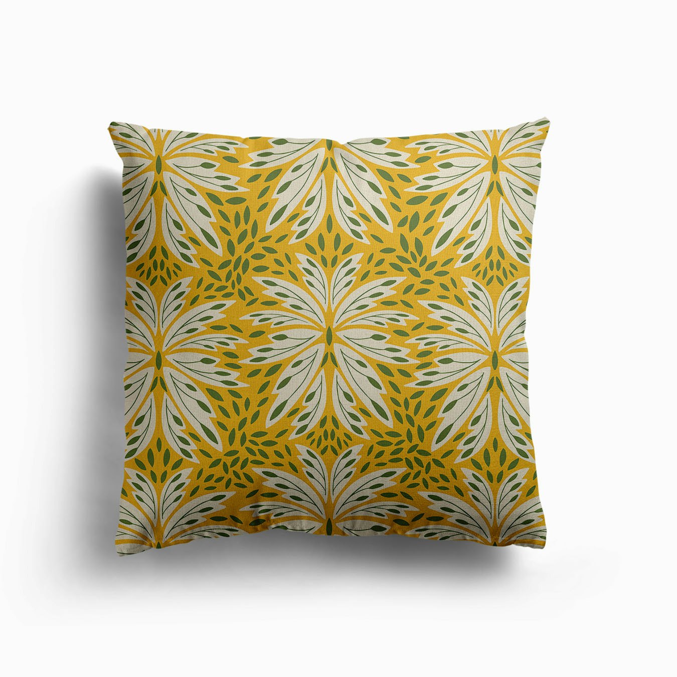 Blooming Mustard Yellow Canvas Cuscino