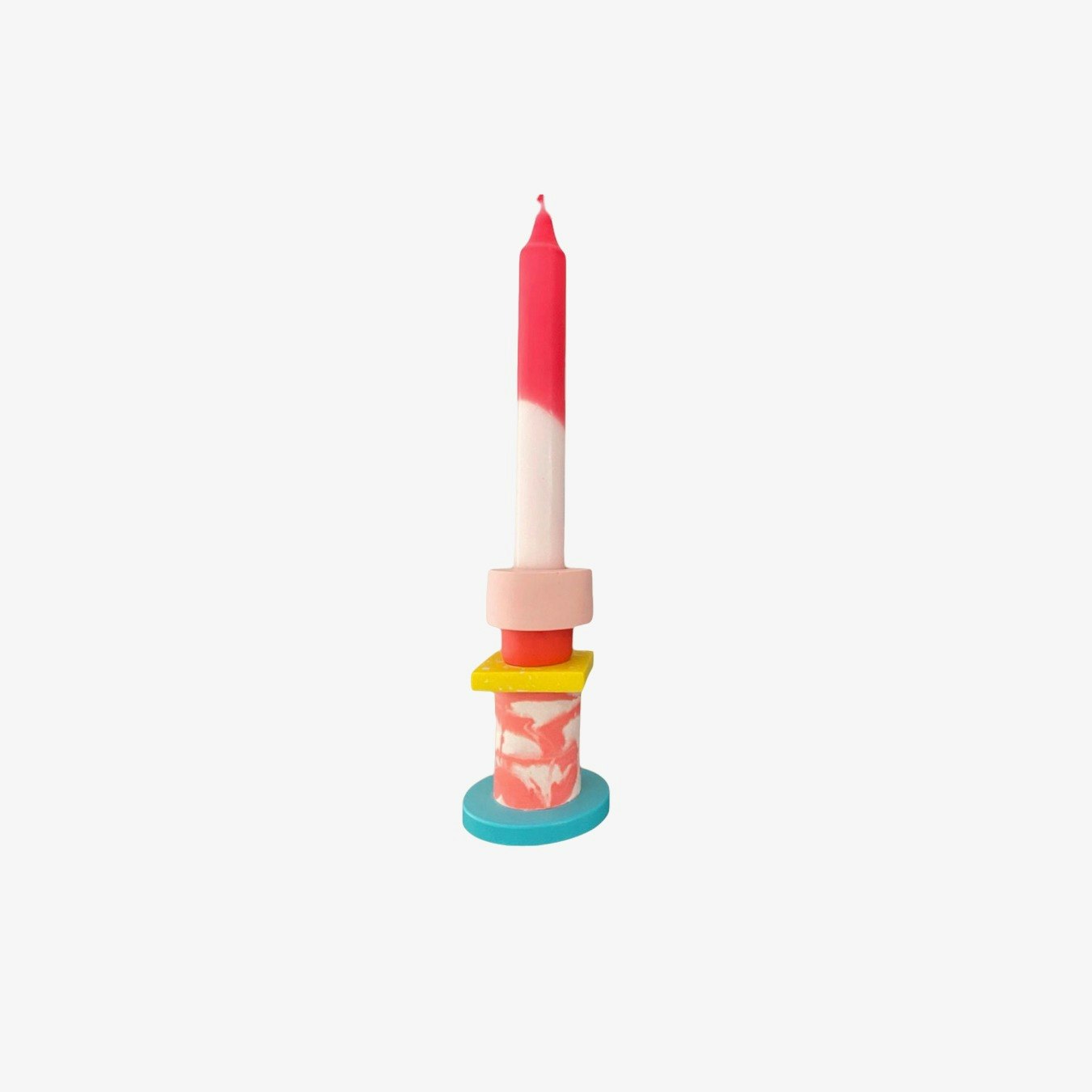 Sculptural Candlestick - Turquoise / Pink Marbled by Happy Rooms Home Decor