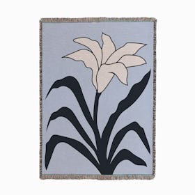 Flower Woven Throw - Blue