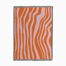 Wavy Abstract Woven Throw - Orange / Pink