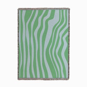 Wavy Abstract Woven Throw - Blue / Green
