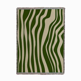 Wavy Abstract Woven Throw - Green / Beige