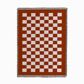 Checkerboard Woven Throw - Rust