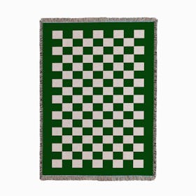 Checkerboard Woven Throw - Green
