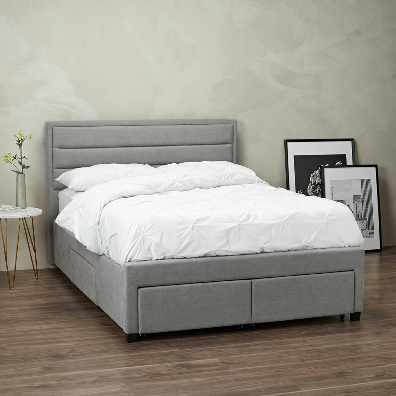 Greenwich Upholstered Bed With Drawers - Grey by G.M Furniture
